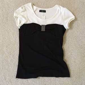 3 for $15!! black and white jeweled top, S, NWT